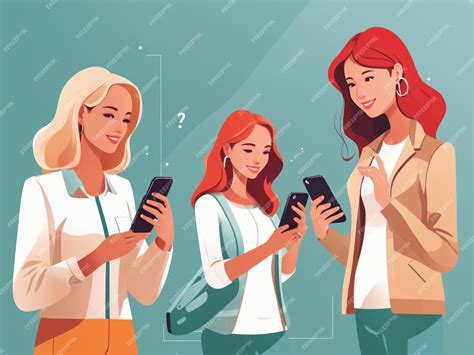 Premium Photo | Illustration of Female Characters using Smartphones
