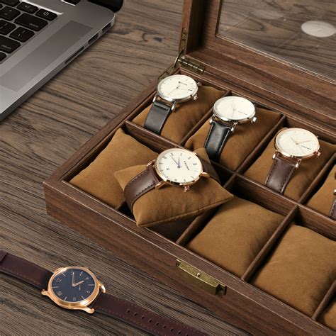 Uten Wood Watch Box, Watch Storage Case, Watch Organizer with Glass ...