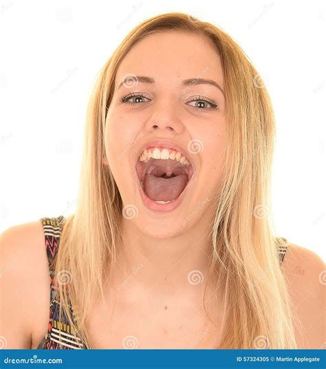 Open Mouth Girl Woman Wonder Face With Open Mouth Stock Image Image