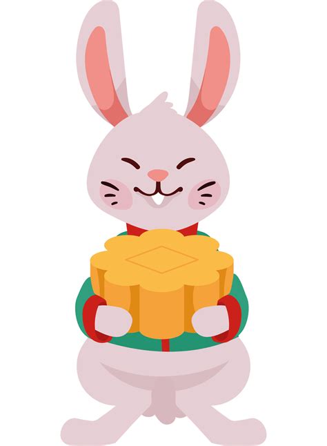 asian rabbit with mooncake 24094912 PNG