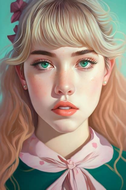 Ilustração desenhada de retrato de menina bonita estilo anime kawaii ...