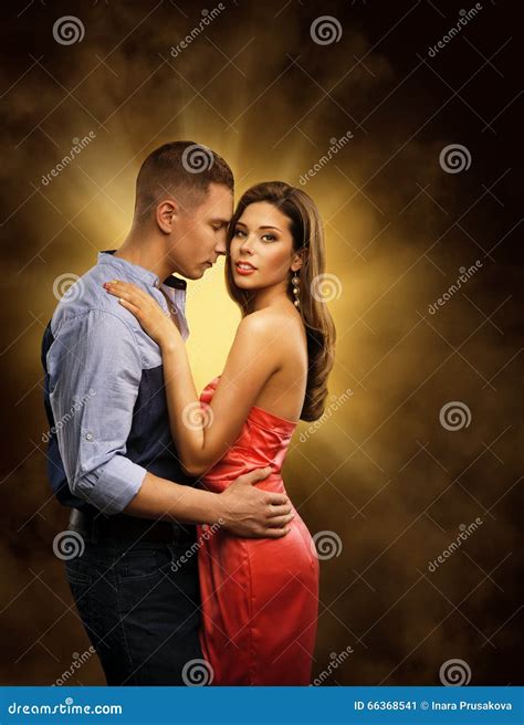 Couple in Love, Lovers Passionate Embrace, Man Embracing Woman Stock