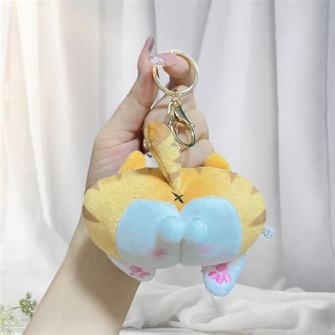 Animal Butt Toy Keychain Cute Stress Relief Plush Monkey Dog Ass Key