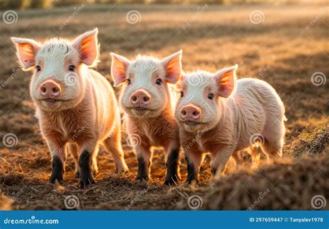 Cute little pig the farm stock illustration. Illustration of little ...