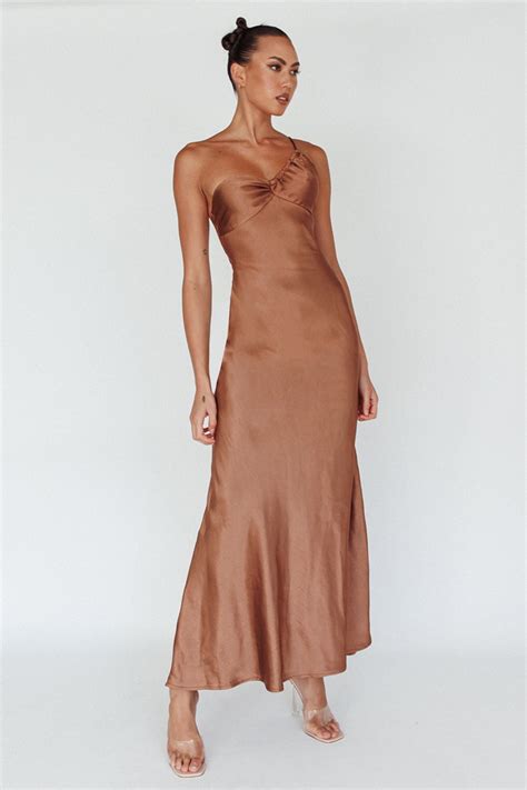 Shop the Twilight Tango One-Shoulder Maxi Dress Mocha