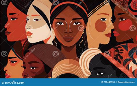 Female Diverse Faces of Different Ethnicity Poster. Stock Illustration ...