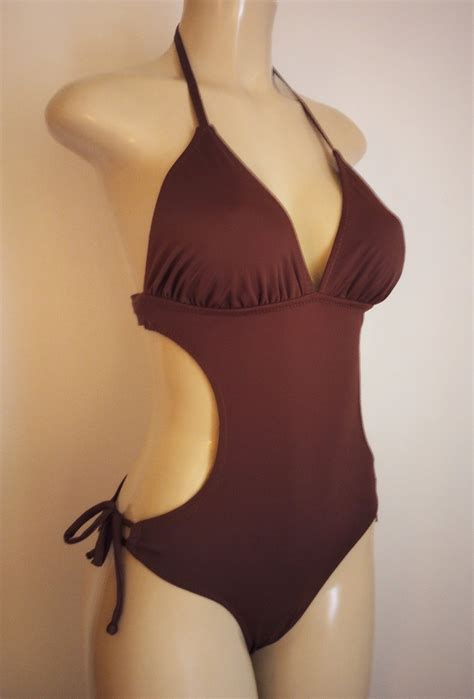Tie Back Monokini Swimsuits One Piece, Halter Neck Monokinis, Cutaway