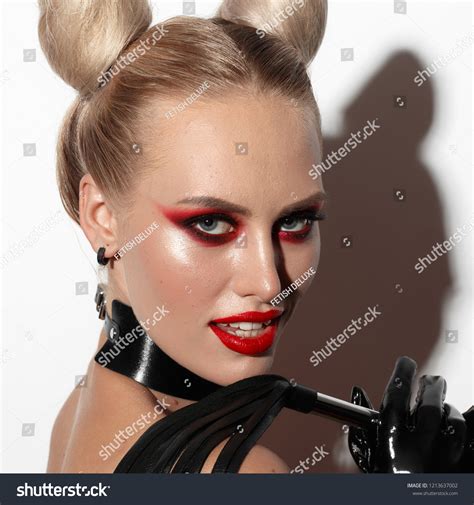 Beautiful Dominant Blonde Devil Demon Vamp Stock Photo 1213637002