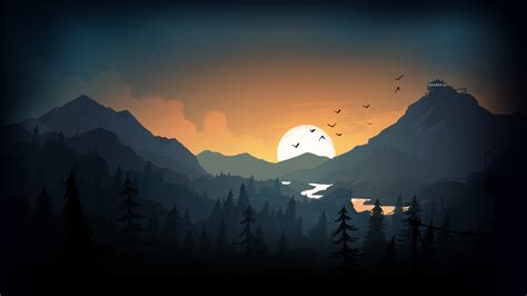 2560x1440 Resolution Evening Sunset Mountains Firewatch Drawing 1440P ...