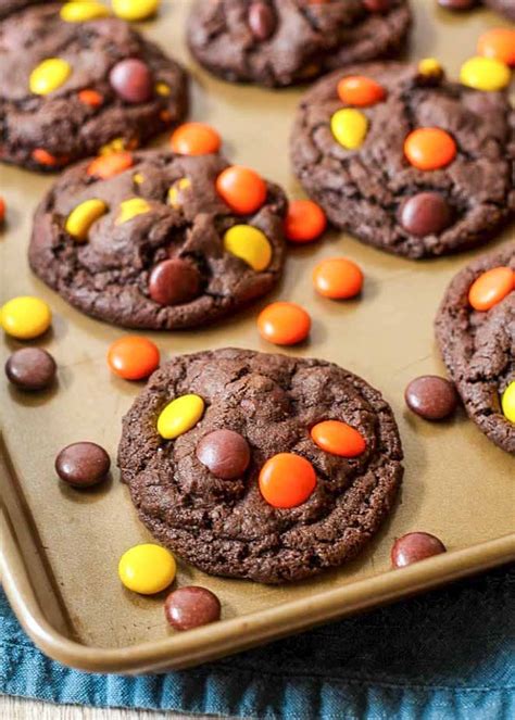 Chocolate Reese's Pieces Cookies - Chocolate with Grace