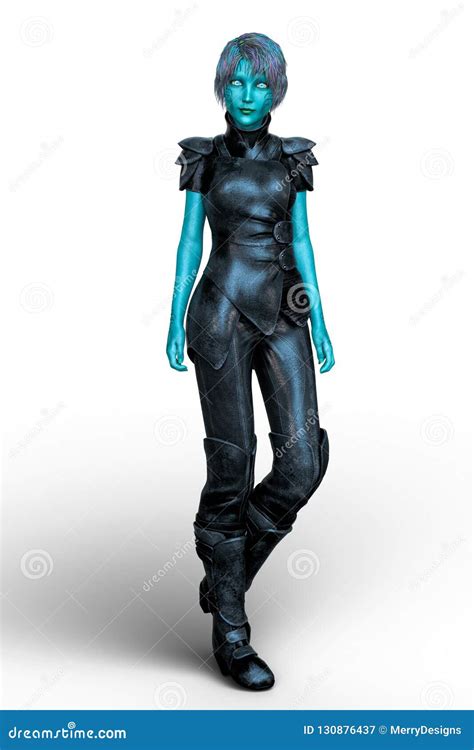 Beautiful Sci-Fi Alien Woman Isolated Stock Image - Illustration of ...