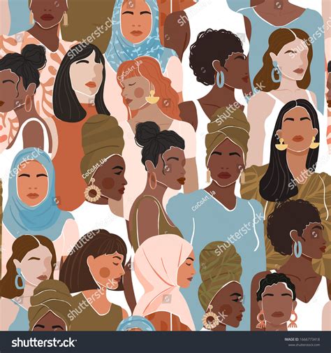 seamless pattern women  nationalities cultures stock vector