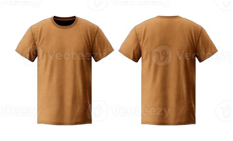 plain brown t-shirt mockup template, with views, front and back, isolated on transparent ...