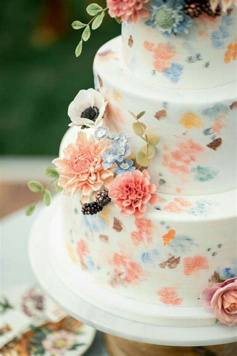elegant  tiered wedding cake  flowers