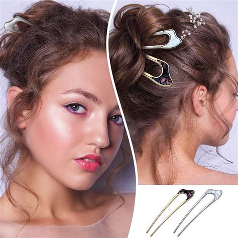 8-Piece Metal U-Shaped French Hair Pins Set with Cute Patterns ...