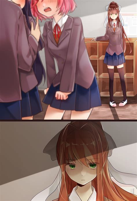 monika, yuri, natsuki, and protagonist (doki doki literature club
