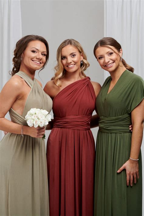 Beautiful sage green terracotta and olive green bridesmaid dresses by