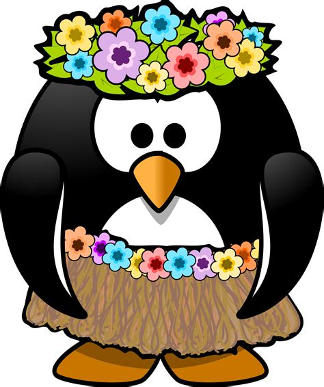 Clipart - Hula dancer penguin