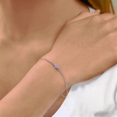 Sterling Silver Bezel Set Bracelet with Blue Sapphire (Simulated) Stone ...