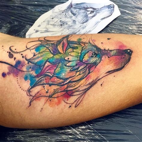 watercolor wolf tattoo © tattoo artist Javi Wolf 🐺 🐺 🐺 🐺 | Wolf tattoo ...
