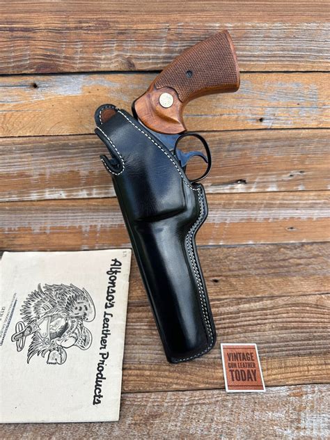Alfonsos Black Leather Holster For Colt Python 6" Revolver Suede Lined ...