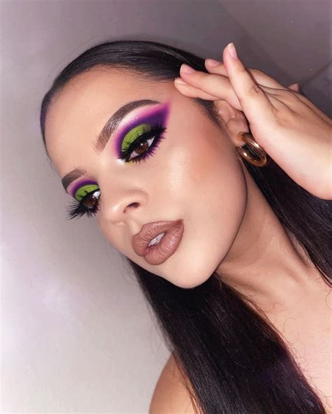 Vibrant Purple and Neon Green Eyeshadow