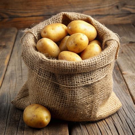 premium photo potato   burlap sack