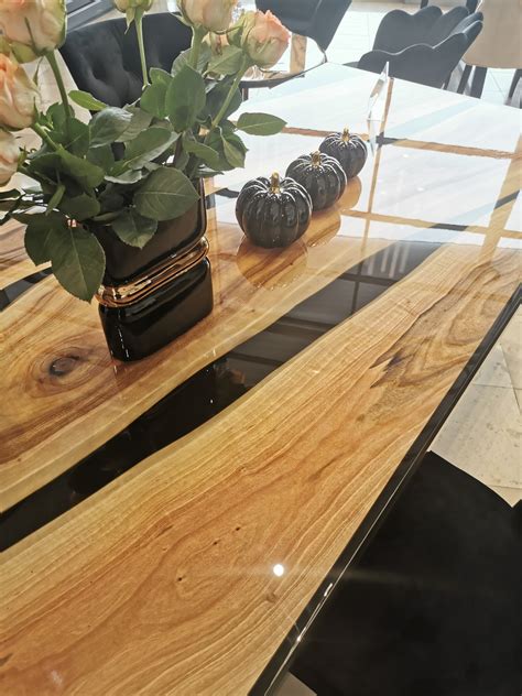 Stylish epoxy resin dining and coffee table