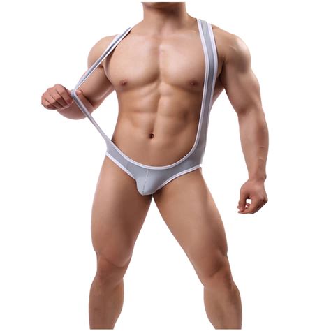 Men's Color Block One-Piece Bodysuit Jockstrap Wrestling Singlet
