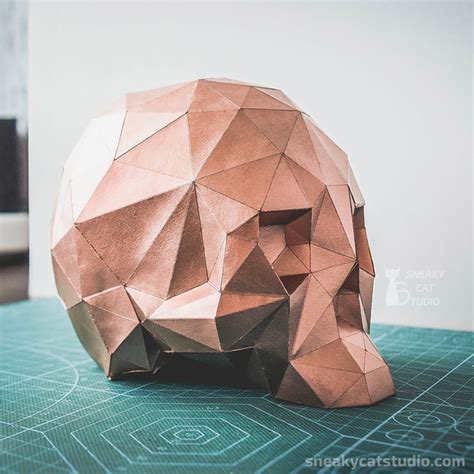Skull - 3D Papercraft template Digital pattern for printing - Inspire ...
