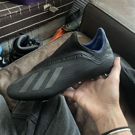 adidas black sock football boots slick black agile... - Depop