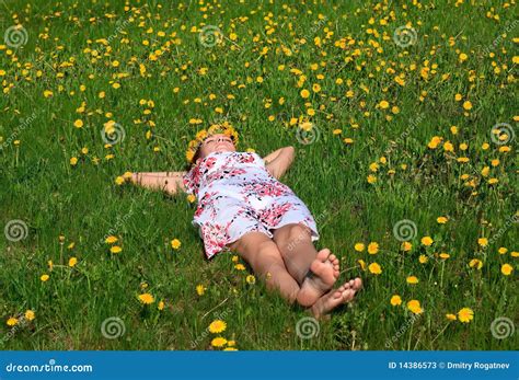 Beautiful Girl Lying Down of Grass Stock Image - Image of caucasian ...