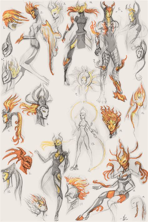 Fire Elemental Sketches 2 by Kipestshin on DeviantArt