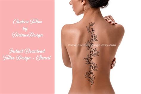 Chakra Tattoo Design and Template/stencil Floral and Feminine Spine ...