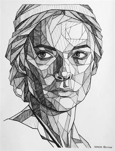 Geometric Face drawing of Rebecca Ferguson by Isabellapar on DeviantArt