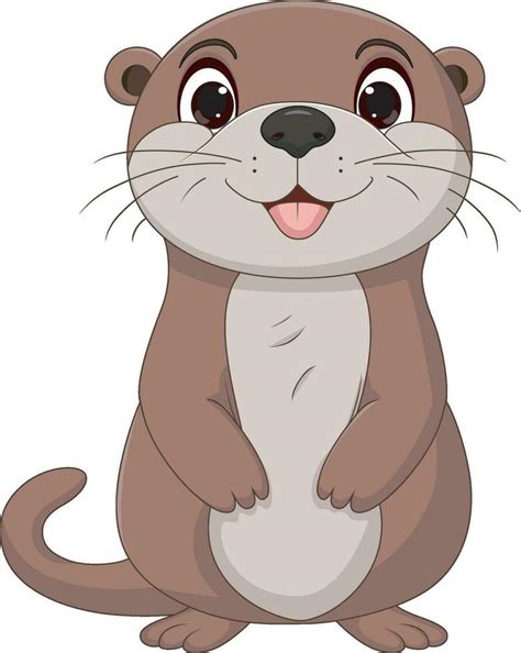 cute otter cartoon  white background  vector art  vecteezy