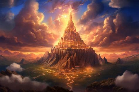 Premium AI Image | Illustration of Mount Olympus with grand temples and ...