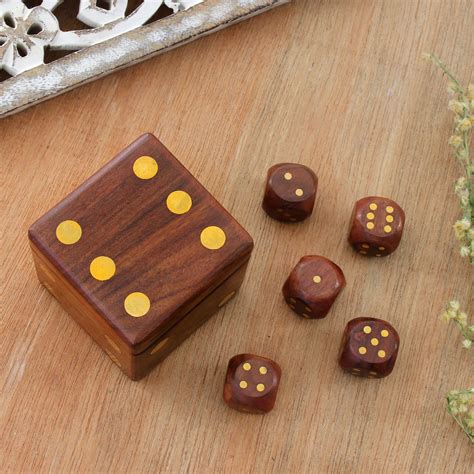 Toys & Games Arts & Crafts Indian game wooden dice set in a box brass inlay art 13.34 x 3.81 cm ...