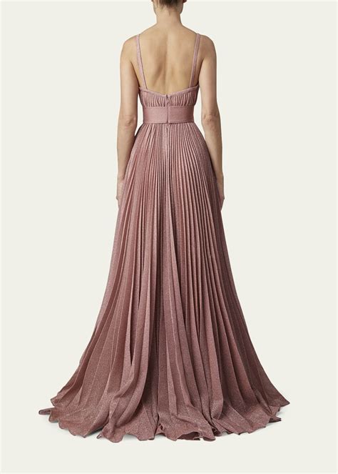 elie saab eden metallic plisse gown bergdorf goodman