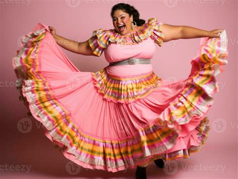 40 year old mexican woman in playful pose on solid background AI
