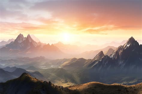 Premium Photo | Mountain landscape Sunrise over the mountains