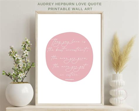 Audrey Hepburn Quote Printable, Love Quote Printable, Blush Wall Art