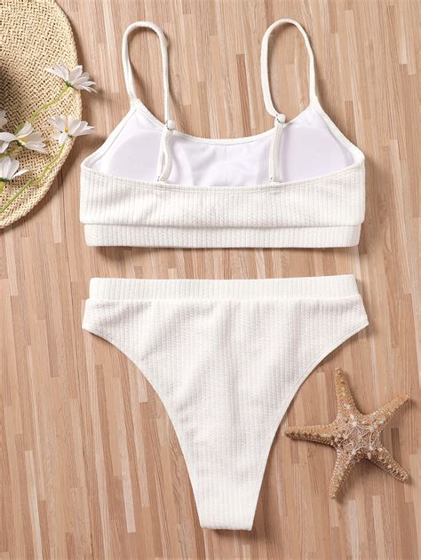 Stock 16 Colors Hot New Ribbed Swimwear Bikini Women 2pcs Sexy Bikini