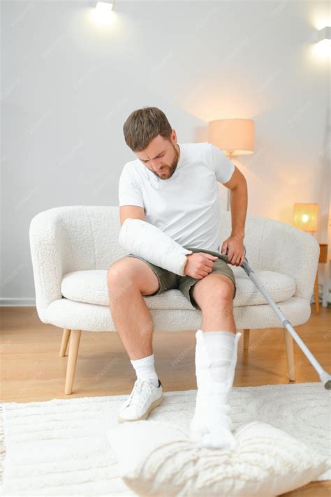 Recovery after physical injury in accident at home sad unlucky young