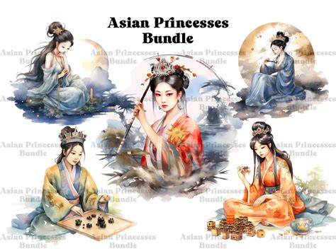 Asian Princess Clipart Bundle - 31 Princesses Pngs - Digital Download