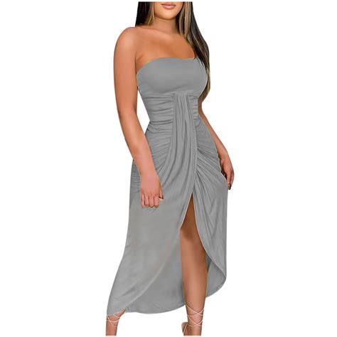 Tube Dresses for Women 2024 Sexy Slit High Low Club Party Clubwear