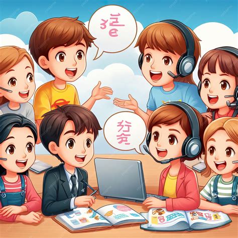 Premium AI Image | Happy learning language cartoon illustration