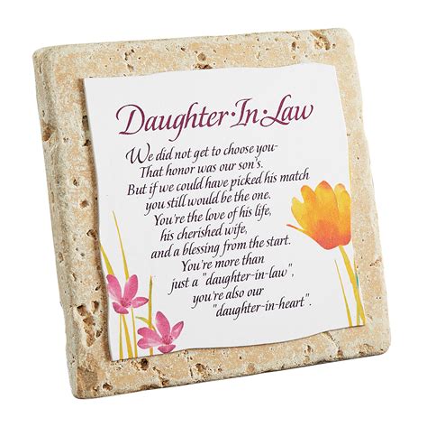 Collections Etc Daughter-in-Law Sentimental Plaque Gift, Stone, 4x4