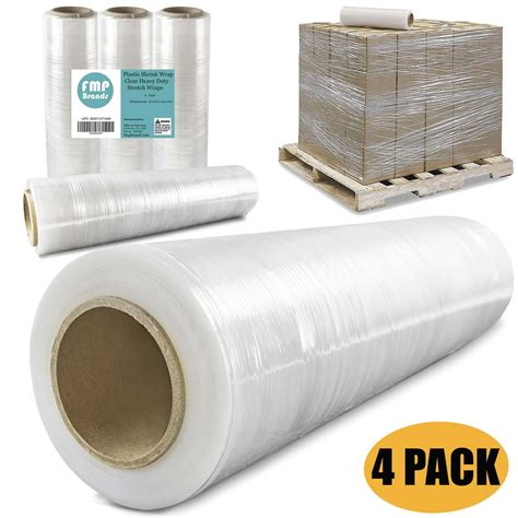 [4 Roll] 18 Inch x 1000 Feet Plastic Shrink Wrap - Clear Heavy Duty ...
