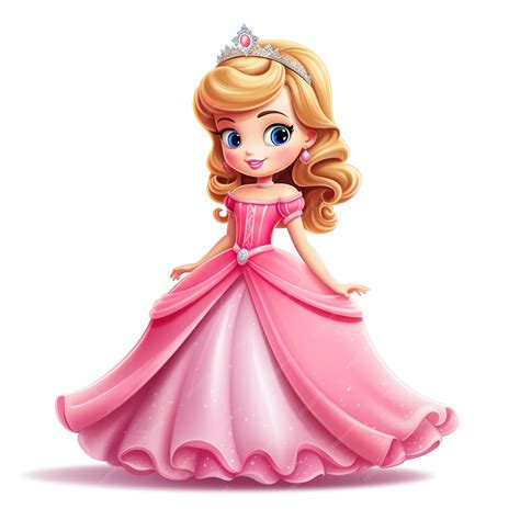 Premium Photo | Cartoon princess in pink dress with tiable and tiable